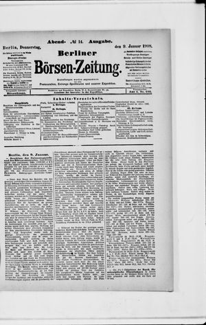 Berliner Börsen-Zeitung vom 09.01.1908