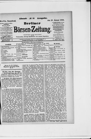 Berliner Börsen-Zeitung vom 18.01.1908