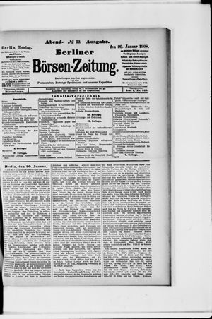 Berliner Börsen-Zeitung on Jan 20, 1908