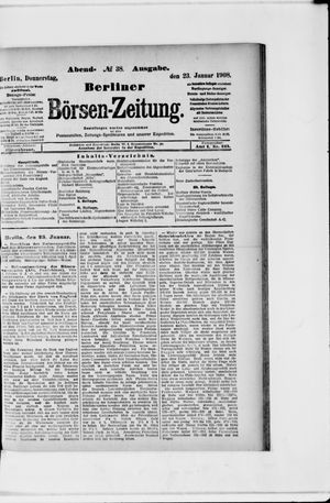 Berliner Börsen-Zeitung on Jan 23, 1908