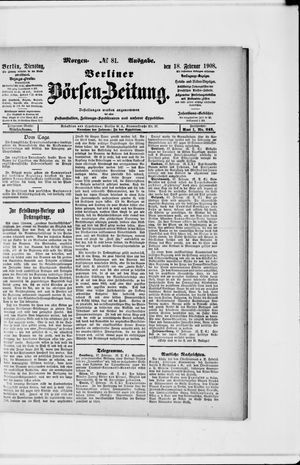 Berliner Börsen-Zeitung vom 18.02.1908