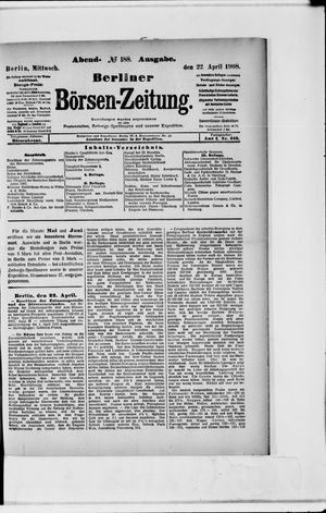 Berliner Börsen-Zeitung vom 22.04.1908