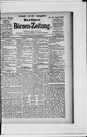Berliner Börsen-Zeitung vom 27.04.1908