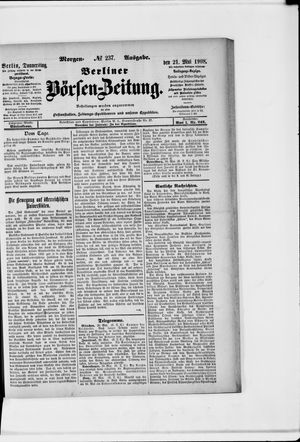 Berliner Börsen-Zeitung vom 21.05.1908