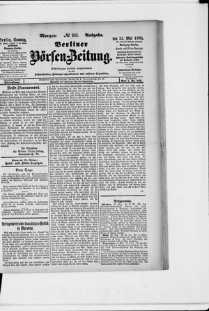Berliner Börsen-Zeitung vom 24.05.1908