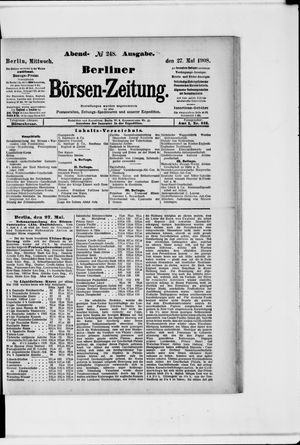 Berliner Börsen-Zeitung vom 27.05.1908