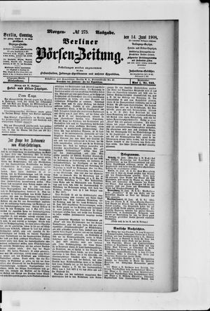 Berliner Börsen-Zeitung vom 14.06.1908