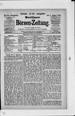 Berliner Börsen-Zeitung vom 01.08.1908