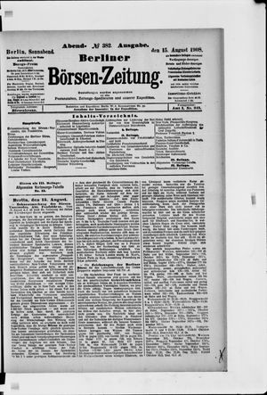 Berliner Börsen-Zeitung vom 15.08.1908