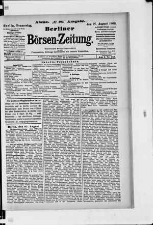 Berliner Börsen-Zeitung vom 27.08.1908