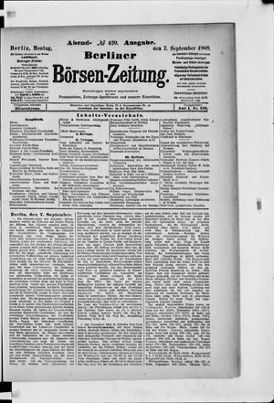 Berliner Börsen-Zeitung vom 07.09.1908