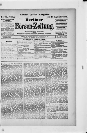 Berliner Börsen-Zeitung on Sep 18, 1908