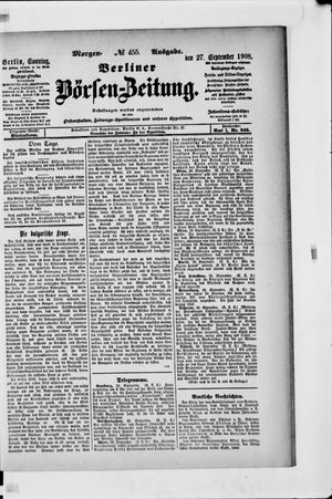 Berliner Börsen-Zeitung vom 27.09.1908