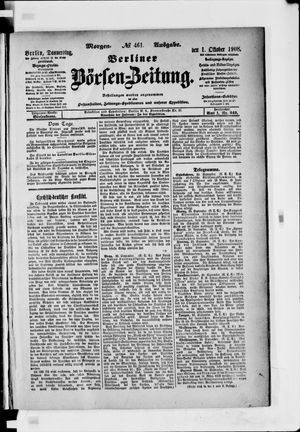 Berliner Börsen-Zeitung vom 01.10.1908