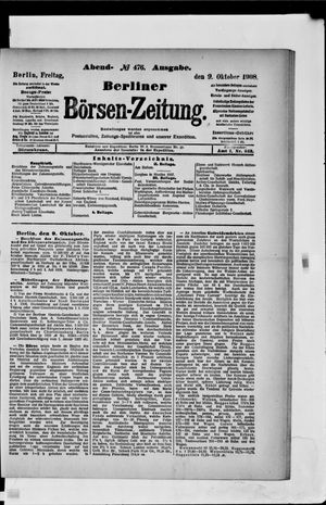 Berliner Börsen-Zeitung vom 09.10.1908