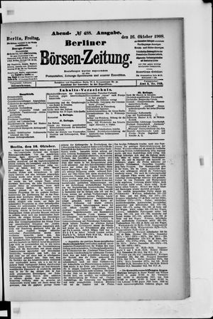 Berliner Börsen-Zeitung on Oct 16, 1908