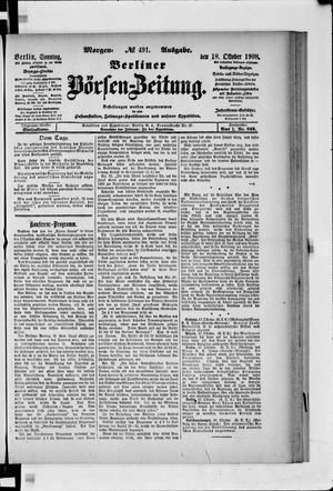 Berliner Börsen-Zeitung vom 18.10.1908