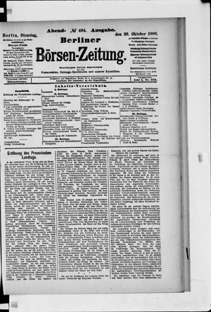 Berliner Börsen-Zeitung vom 20.10.1908