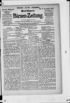 Berliner Börsen-Zeitung vom 04.11.1908