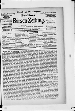Berliner Börsen-Zeitung vom 05.11.1908