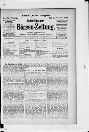 Berliner Börsen-Zeitung vom 17.11.1908