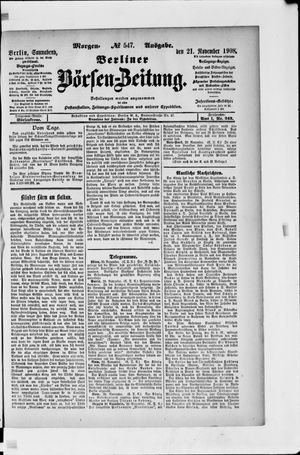Berliner Börsen-Zeitung vom 21.11.1908