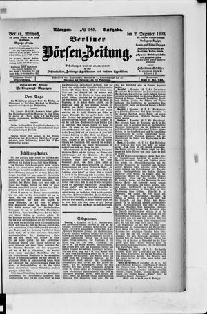 Berliner Börsen-Zeitung vom 02.12.1908