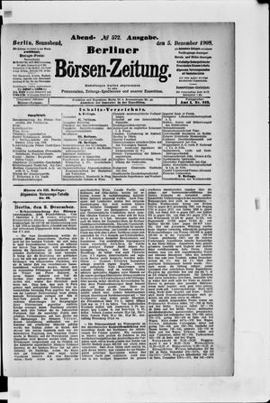 Berliner Börsen-Zeitung vom 05.12.1908