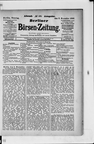 Berliner Börsen-Zeitung vom 08.12.1908