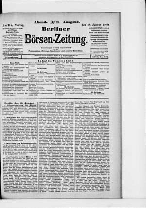 Berliner Börsen-Zeitung vom 18.01.1909
