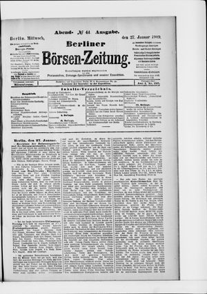 Berliner Börsen-Zeitung vom 27.01.1909