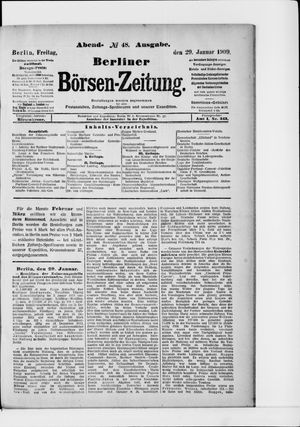 Berliner Börsen-Zeitung vom 29.01.1909
