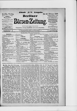 Berliner Börsen-Zeitung vom 15.02.1909