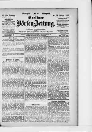 Berliner Börsen-Zeitung vom 21.02.1909