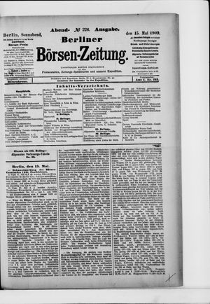 Berliner Börsen-Zeitung vom 15.05.1909