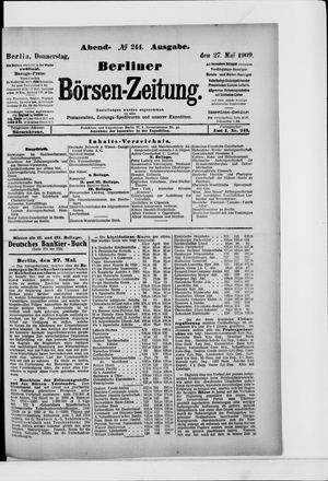 Berliner Börsen-Zeitung vom 27.05.1909