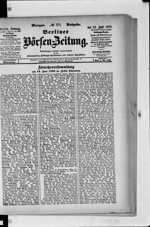 Berliner Börsen-Zeitung vom 13.06.1909