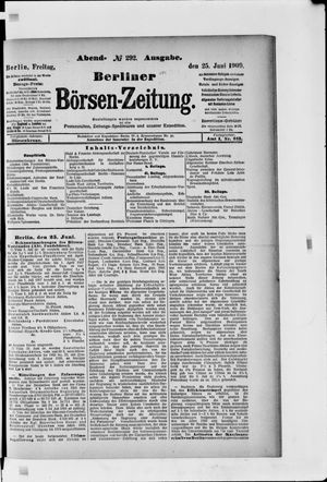Berliner Börsen-Zeitung vom 25.06.1909