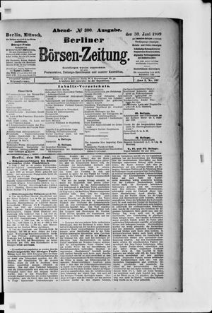 Berliner Börsen-Zeitung vom 30.06.1909