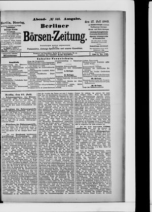 Berliner Börsen-Zeitung vom 27.07.1909