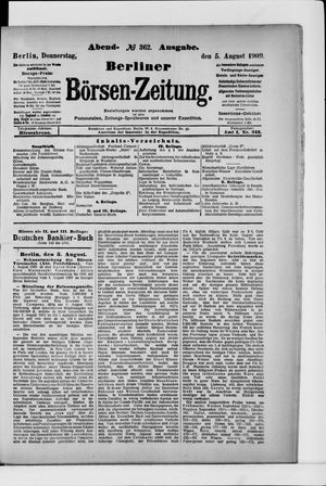 Berliner Börsen-Zeitung vom 05.08.1909