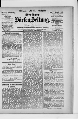 Berliner Börsen-Zeitung vom 07.08.1909