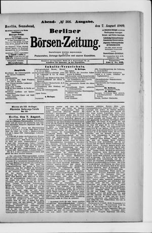 Berliner Börsen-Zeitung vom 07.08.1909