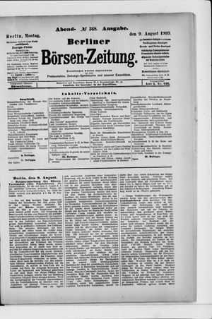Berliner Börsen-Zeitung vom 09.08.1909