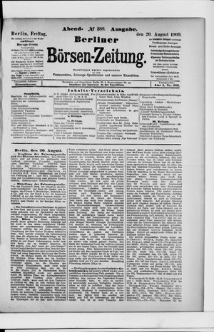 Berliner Börsen-Zeitung vom 20.08.1909