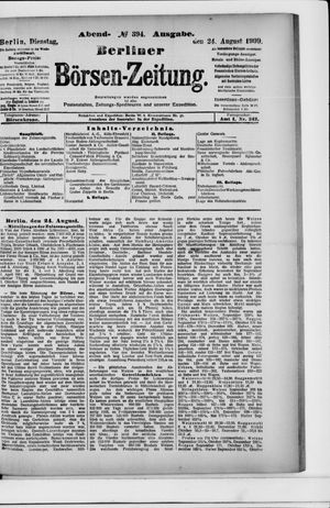 Berliner Börsen-Zeitung vom 24.08.1909