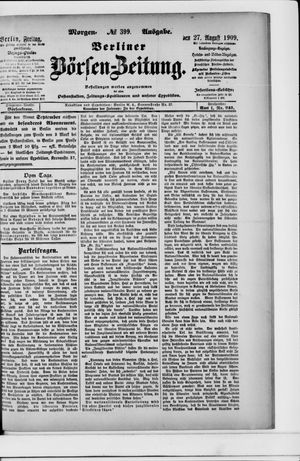 Berliner Börsen-Zeitung vom 27.08.1909