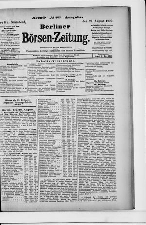 Berliner Börsen-Zeitung vom 28.08.1909