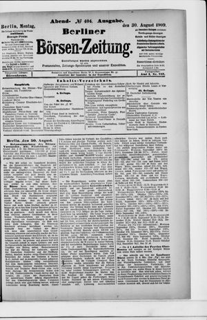 Berliner Börsen-Zeitung vom 30.08.1909