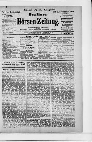 Berliner Börsen-Zeitung vom 02.09.1909